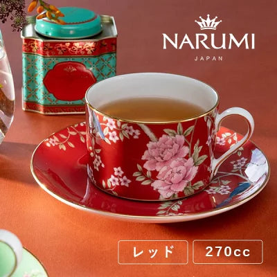 NARUMI(ナルミ) クイーンズガーデン ティー・コーヒーカップ&ソーサー (レッド) 270cc 〈97178-54727〉