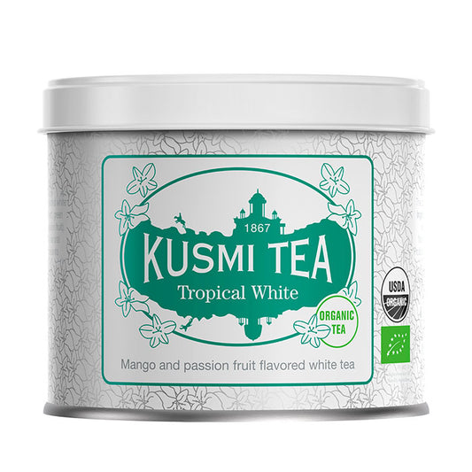 クスミティー トロピカル ホワイト 90g⽸ KUSMI TEA 〈BTROP100BIO〉 ホワイトティー 白茶 緑茶 オーガニックティー 茶葉
