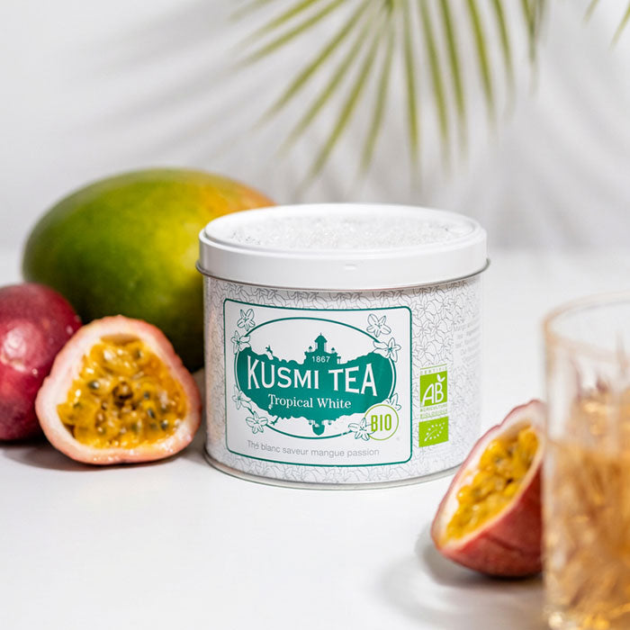 クスミティー トロピカル ホワイト 90g⽸ KUSMI TEA 〈BTROP100BIO〉 ホワイトティー 白茶 緑茶 オーガニックティー 茶葉