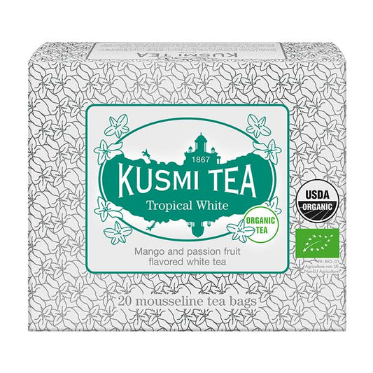 クスミティー トロピカル ホワイト ティーバッグ 20個⼊（個包装なし） KUSMI TEA 〈BTROP20SBIO〉 ホワイトティー 白茶 緑茶 オーガニックティー