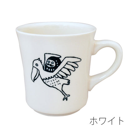 Mug Daruma and Shoebill Cute Soothing Mino Ware Tableware Mug Available in 2 colors