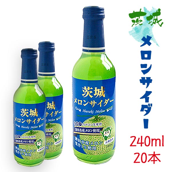 Ibaraki Melon Cider Made with melons from Hokota City Local Cider Slightly Carbonated Melon Soda Ibaraki Cider Carbonated Beverage 240ml x 20 Bottles Set