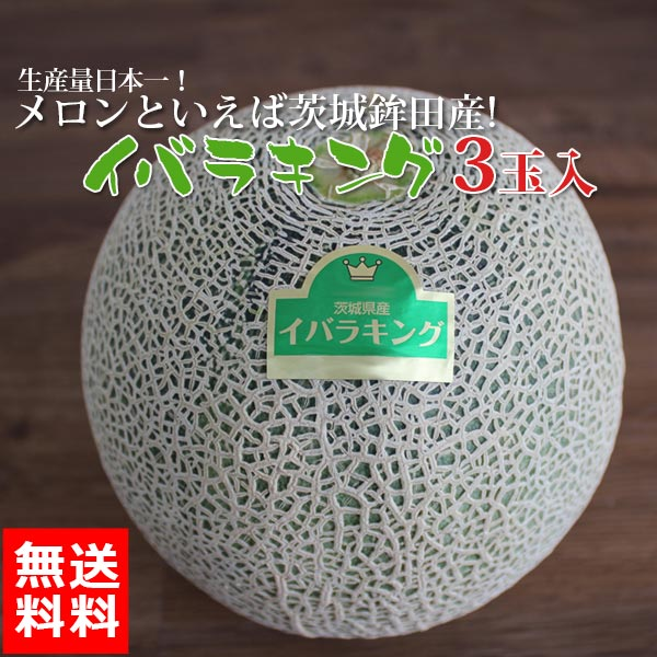 楽天ランキング受賞！ 茨城 メロン 送料無料 イバラキング 3玉 ほこいち農園 茨城県 鉾田 緑肉 青肉 茨城メロン 鉾田メロン (収穫次第順次出荷) (同梱不可) めろん フルーツ 果物 内祝い ギフト プレゼント プレミアムメロン