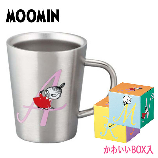 ムーミン イニシャル 【A】 ステンレス二重マグ 〈MM8801-856-A〉 食器 イニシャルマグカップ