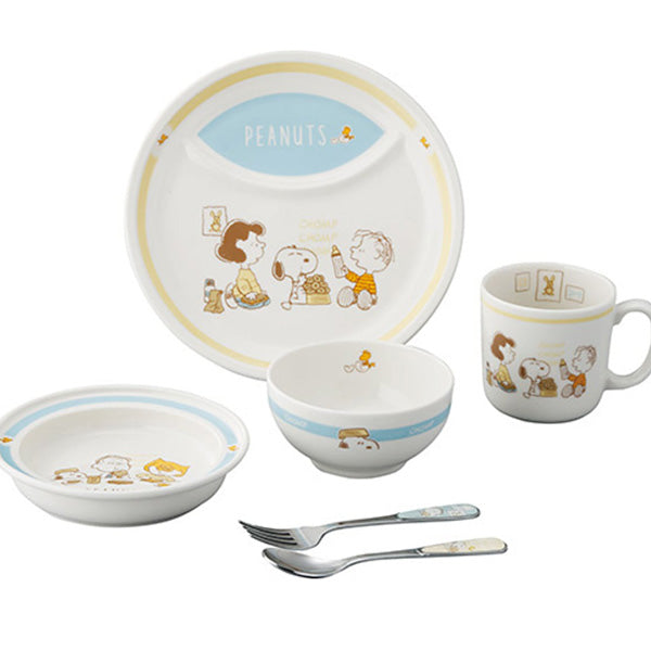 スヌーピー ベビー 子ども用食器 ベビー食器 6ピースセット 〈SN1700-115〉 離乳食 食器セット ランチプレート マグ ごはん茶碗 おやつ皿 カトラリー (フォーク スプーン) 出産祝い お食い初め